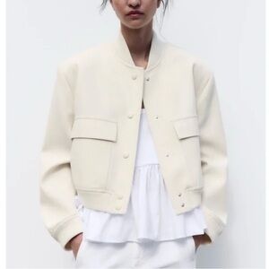 Zara Women's Off-White Bomber Jacket